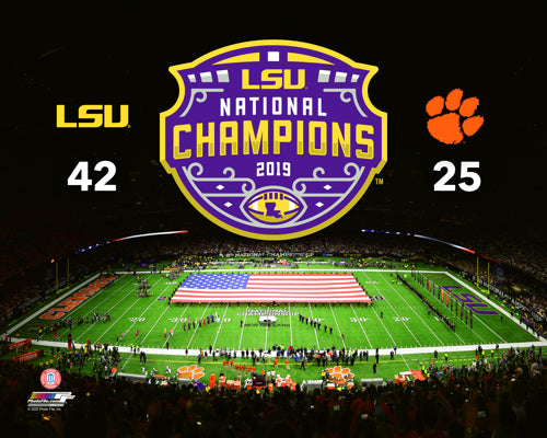 LSU Tigers 2019 National Champions Stadium Photo with Score