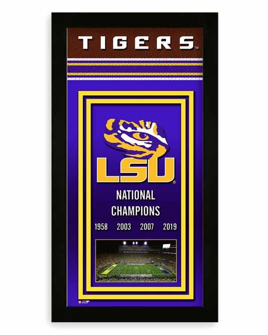 LSU Tigers 2018 National Champions Framed Championship Banner Miniframe