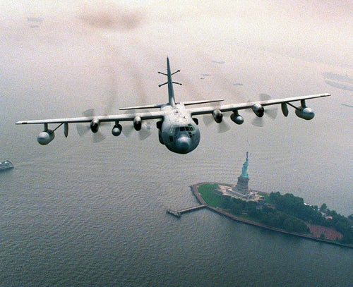 A U.S. Air Force Commando Over the Statue of Liberty