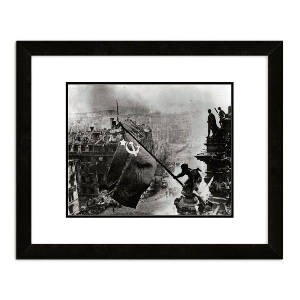 Russian Soldiers Flying Red Flag in Reichstag