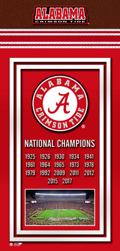 Alabama Crimson Tide 2017 National Champions Framed Championship Banner