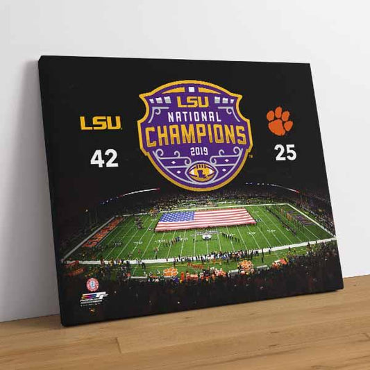 LSU Tigers 2019 National Champions Stadium Photo with Score