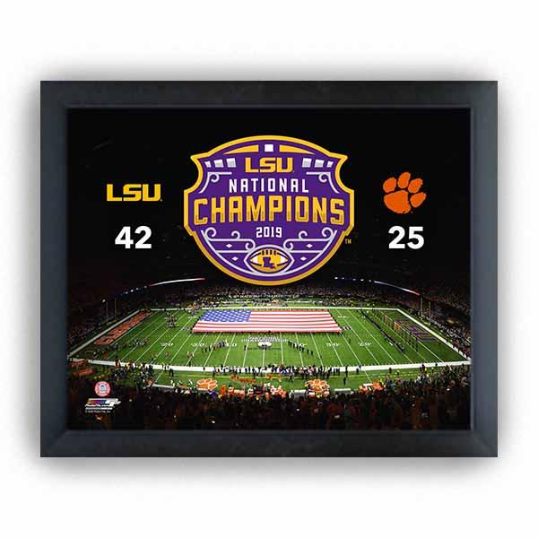 LSU Tigers 2019 National Champions Stadium Photo with Score