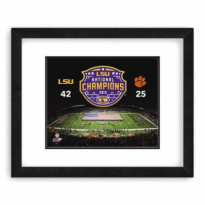 LSU Tigers 2019 National Champions Stadium Photo with Score